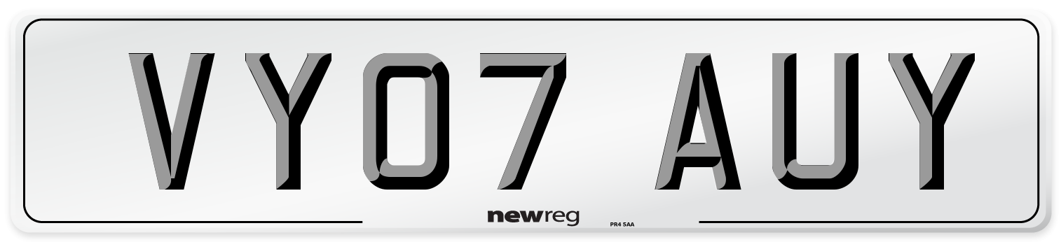 VY07 AUY Number Plate from New Reg